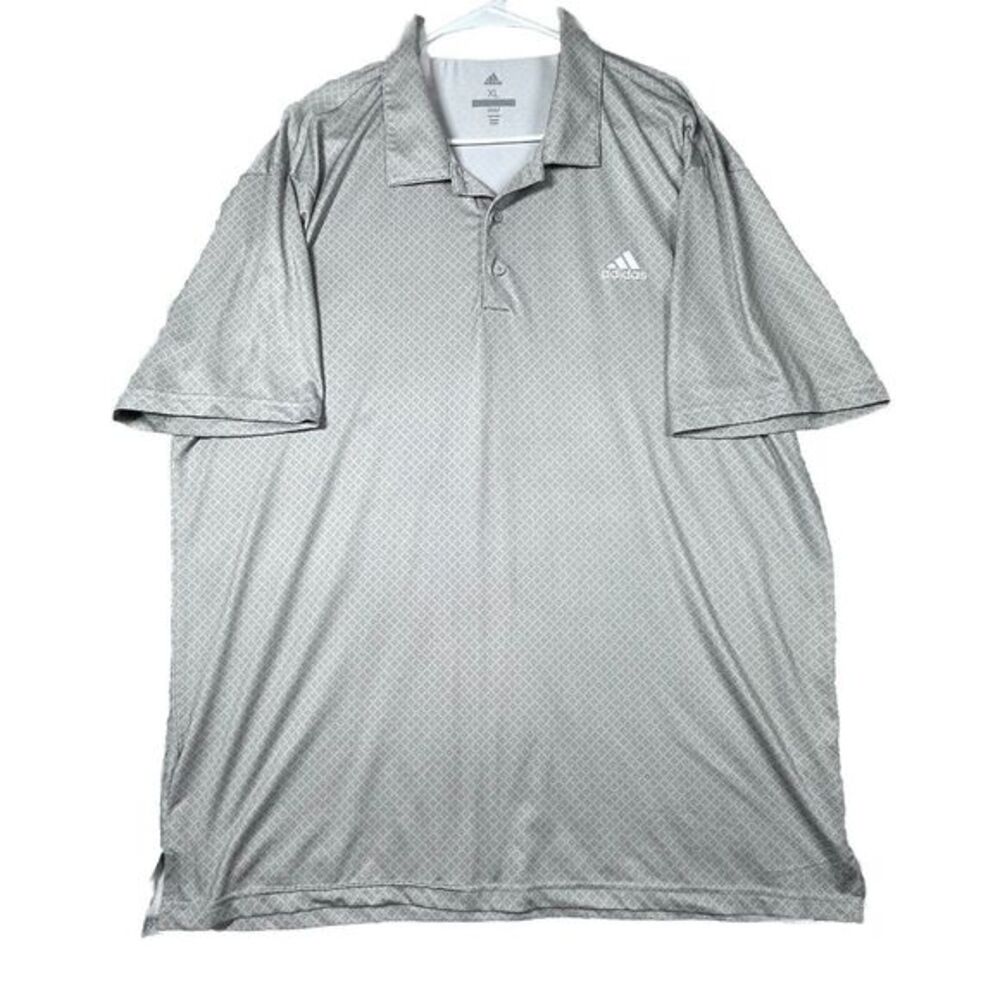 Adidas Golf Polo‎ Shirt Mens XL Gray Geometric Performance All Over Print